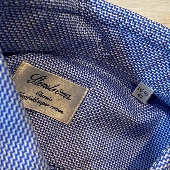 Stenstroms Classic Two-Fold Men’s 100% Cotton Blue Button Down 16.5 / 42 - Picture 16 of 16